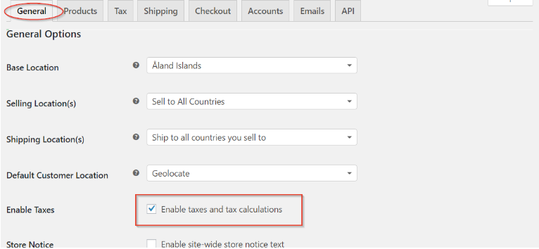 WooCommerce Tax Settings